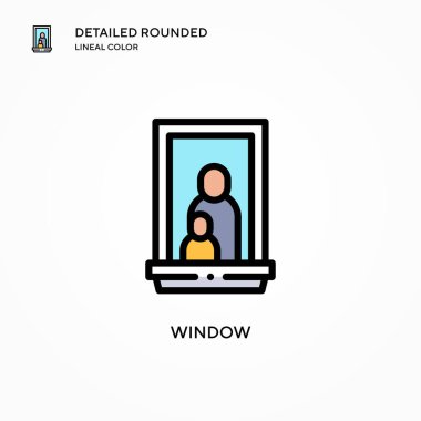 Pencere vektör simgesi. Modern vektör illüstrasyon kavramları. Düzenlemesi ve kişiselleştirmesi kolay.