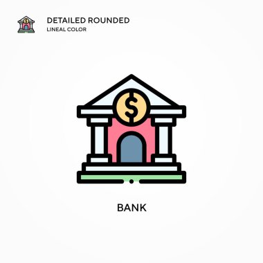 Banka vektör simgesi. Modern vektör illüstrasyon kavramları. Düzenlemesi ve kişiselleştirmesi kolay.