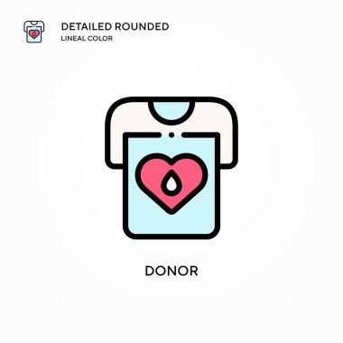 Donör vektör simgesi. Modern vektör illüstrasyon kavramları. Düzenlemesi ve kişiselleştirmesi kolay.