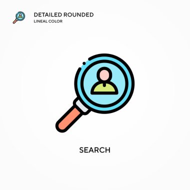 Arama vektör simgesi. Modern vektör illüstrasyon kavramları. Düzenlemesi ve kişiselleştirmesi kolay.