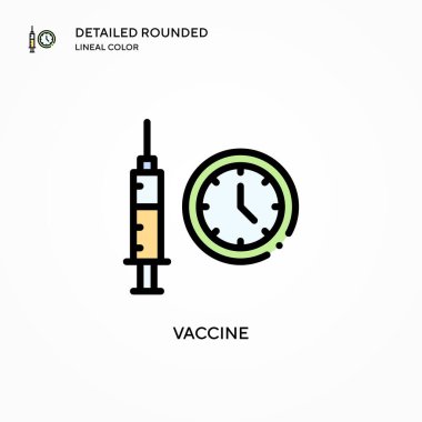 Aşı vektör ikonu. Modern vektör illüstrasyon kavramları. Düzenlemesi ve kişiselleştirmesi kolay.
