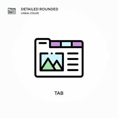 Sekme vektör simgesi. Modern vektör illüstrasyon kavramları. Düzenlemesi ve kişiselleştirmesi kolay.