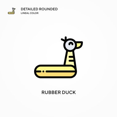 Kauçuk ördek vektör ikonu. Modern vektör illüstrasyon kavramları. Düzenlemesi ve kişiselleştirmesi kolay.