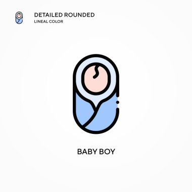 Bebek oğlan vektör ikonu. Modern vektör illüstrasyon kavramları. Düzenlemesi ve kişiselleştirmesi kolay.