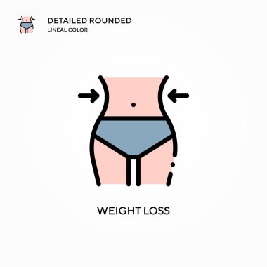 Kilo kaybı vektör simgesi. Modern vektör illüstrasyon kavramları. Düzenlemesi ve kişiselleştirmesi kolay.