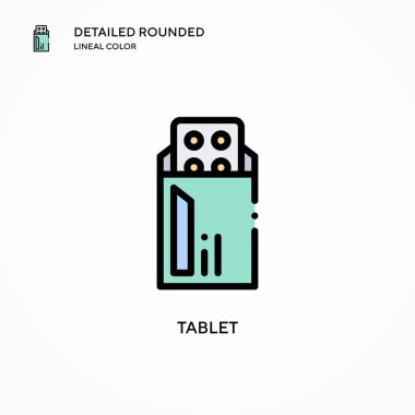 Tablet vektör simgesi. Modern vektör illüstrasyon kavramları. Düzenlemesi ve kişiselleştirmesi kolay.