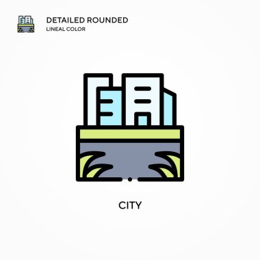 Şehir vektör simgesi. Modern vektör illüstrasyon kavramları. Düzenlemesi ve kişiselleştirmesi kolay.