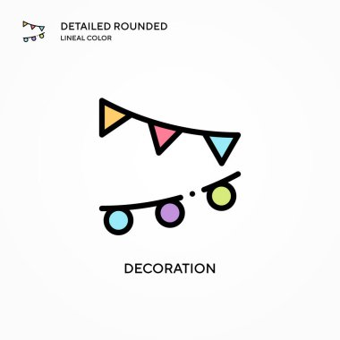 Dekorasyon vektör simgesi. Modern vektör illüstrasyon kavramları. Düzenlemesi ve kişiselleştirmesi kolay.