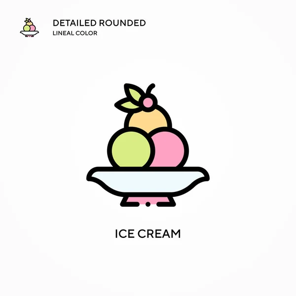 Ice Cream Vector Icon Modern Vector Illustration Concepts Easy Edit — Stock Vector