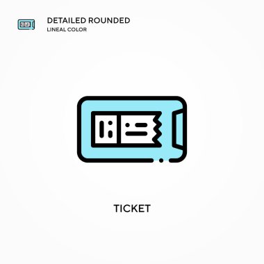 Bilet vektör simgesi. Modern vektör illüstrasyon kavramları. Düzenlemesi ve kişiselleştirmesi kolay.