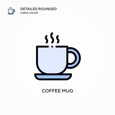 Kahve fincanı vektör ikonu. Modern vektör illüstrasyon kavramları. Düzenlemesi ve kişiselleştirmesi kolay.