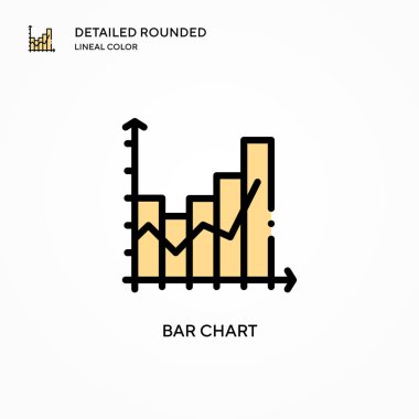 Bar çizelgesi vektör simgesi. Modern vektör illüstrasyon kavramları. Düzenlemesi ve kişiselleştirmesi kolay.