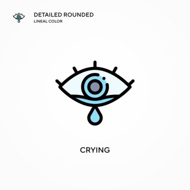 Ağlayan vektör ikonu. Modern vektör illüstrasyon kavramları. Düzenlemesi ve kişiselleştirmesi kolay.