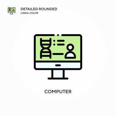 Bilgisayar vektör simgesi. Modern vektör illüstrasyon kavramları. Düzenlemesi ve kişiselleştirmesi kolay.