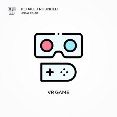 Vr oyun vektör simgesi. Modern vektör illüstrasyon kavramları. Düzenlemesi ve kişiselleştirmesi kolay.