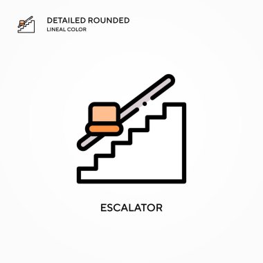 Yürüyen merdiven vektör simgesi. Modern vektör illüstrasyon kavramları. Düzenlemesi ve kişiselleştirmesi kolay.