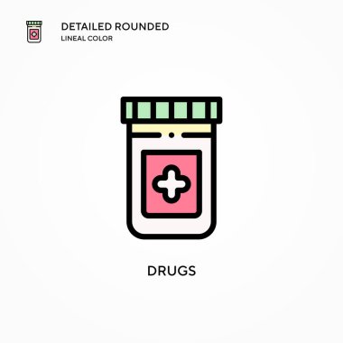 Uyuşturucu vektör ikonu. Modern vektör illüstrasyon kavramları. Düzenlemesi ve kişiselleştirmesi kolay.