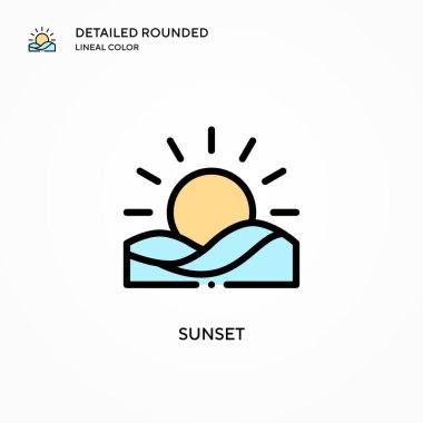 Gün batımı vektör simgesi. Modern vektör illüstrasyon kavramları. Düzenlemesi ve kişiselleştirmesi kolay.