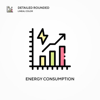 Enerji tüketimi vektör simgesi. Modern vektör illüstrasyon kavramları. Düzenlemesi ve kişiselleştirmesi kolay.