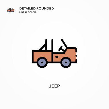 Jeep vektör simgesi. Modern vektör illüstrasyon kavramları. Düzenlemesi ve kişiselleştirmesi kolay.