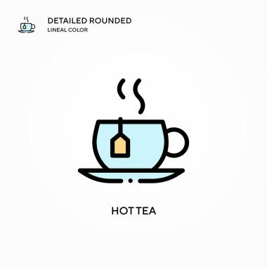 Sıcak çay ikonu. Modern vektör illüstrasyon kavramları. Düzenlemesi ve kişiselleştirmesi kolay.