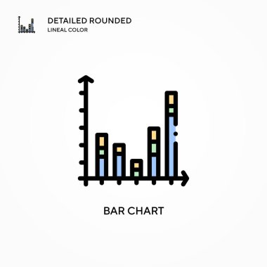 Bar çizelgesi vektör simgesi. Modern vektör illüstrasyon kavramları. Düzenlemesi ve kişiselleştirmesi kolay.