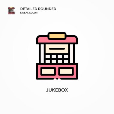 Jukebox vektör simgesi. Modern vektör illüstrasyon kavramları. Düzenlemesi ve kişiselleştirmesi kolay.