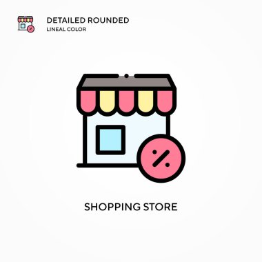Alışveriş mağazası vektör simgesi. Modern vektör illüstrasyon kavramları. Düzenlemesi ve kişiselleştirmesi kolay.