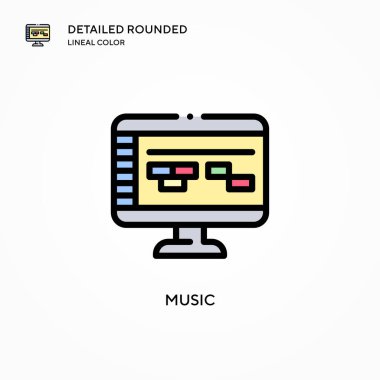 Müzik vektörü simgesi. Modern vektör illüstrasyon kavramları. Düzenlemesi ve kişiselleştirmesi kolay.