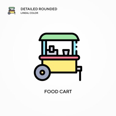 Yemek arabası vektör ikonu. Modern vektör illüstrasyon kavramları. Düzenlemesi ve kişiselleştirmesi kolay.