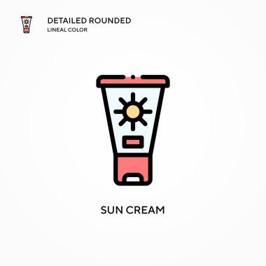 Güneş kremi ikonu. Modern vektör illüstrasyon kavramları. Düzenlemesi ve kişiselleştirmesi kolay.