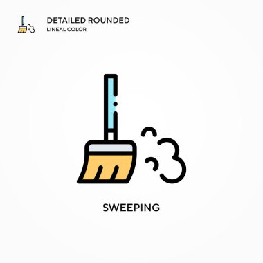 Süpürme vektör simgesi. Modern vektör illüstrasyon kavramları. Düzenlemesi ve kişiselleştirmesi kolay.