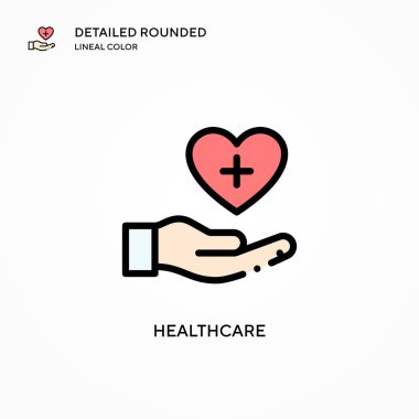 Sağlık hizmeti vektör simgesi. Modern vektör illüstrasyon kavramları. Düzenlemesi ve kişiselleştirmesi kolay.