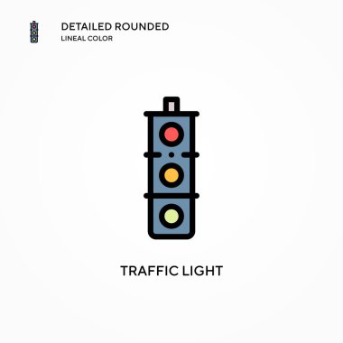 Trafik ışığı vektör simgesi. Modern vektör illüstrasyon kavramları. Düzenlemesi ve kişiselleştirmesi kolay.
