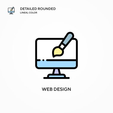 Web tasarım vektör simgesi. Modern vektör illüstrasyon kavramları. Düzenlemesi ve kişiselleştirmesi kolay.