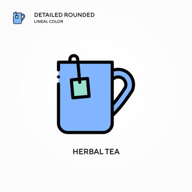 Bitkisel çay ikonu. Modern vektör illüstrasyon kavramları. Düzenlemesi ve kişiselleştirmesi kolay.