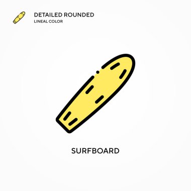 Sörf tahtası vektör simgesi. Modern vektör illüstrasyon kavramları. Düzenlemesi ve kişiselleştirmesi kolay.