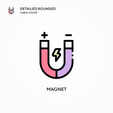 Mıknatıs vektör simgesi. Modern vektör illüstrasyon kavramları. Düzenlemesi ve kişiselleştirmesi kolay.