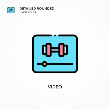 Video vektör simgesi. Modern vektör illüstrasyon kavramları. Düzenlemesi ve kişiselleştirmesi kolay.