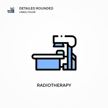 Radyoterapi vektör simgesi. Modern vektör illüstrasyon kavramları. Düzenlemesi ve kişiselleştirmesi kolay.