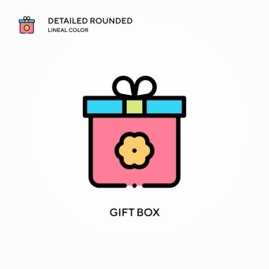 Hediye kutusu vektör simgesi. Modern vektör illüstrasyon kavramları. Düzenlemesi ve kişiselleştirmesi kolay.