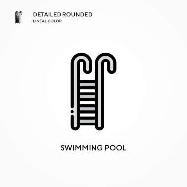 Yüzme havuzu vektör simgesi. Modern vektör illüstrasyon kavramları. Düzenlemesi ve kişiselleştirmesi kolay.
