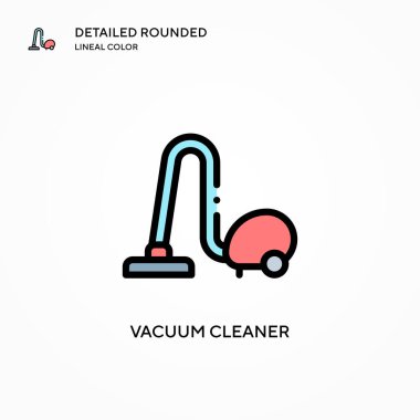 Elektrik süpürgesi vektör simgesi. Modern vektör illüstrasyon kavramları. Düzenlemesi ve kişiselleştirmesi kolay.