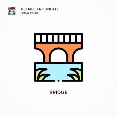 Köprü vektör simgesi. Modern vektör illüstrasyon kavramları. Düzenlemesi ve kişiselleştirmesi kolay.
