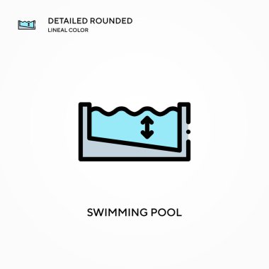 Yüzme havuzu vektör simgesi. Modern vektör illüstrasyon kavramları. Düzenlemesi ve kişiselleştirmesi kolay.