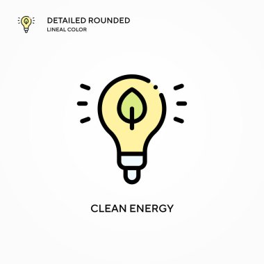 Temiz enerji vektör simgesi. Modern vektör illüstrasyon kavramları. Düzenlemesi ve kişiselleştirmesi kolay.