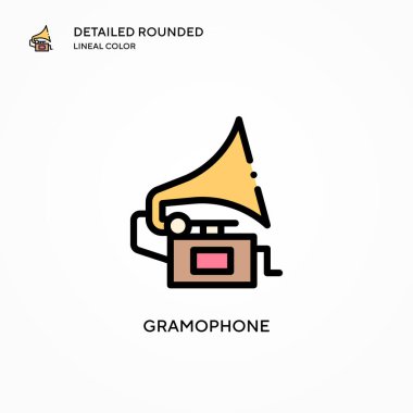 Gramofon vektör simgesi. Modern vektör illüstrasyon kavramları. Düzenlemesi ve kişiselleştirmesi kolay.