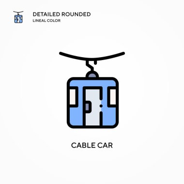 Kablo araba vektör simgesi. Modern vektör illüstrasyon kavramları. Düzenlemesi ve kişiselleştirmesi kolay.