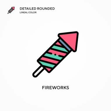 Havai fişek vektör simgesi. Modern vektör illüstrasyon kavramları. Düzenlemesi ve kişiselleştirmesi kolay.