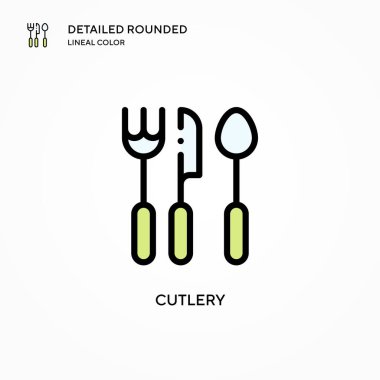 Çatal bıçak vektör simgesi. Modern vektör illüstrasyon kavramları. Düzenlemesi ve kişiselleştirmesi kolay.